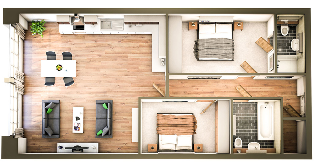 3D Floor plan Interior CGI Visualisation Luxury Modern Living Room